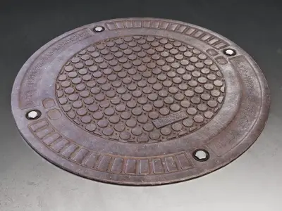 Round Metal Manhole Cover Low-poly 3D model