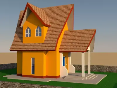 Cartoon house  Low-poly 3D model