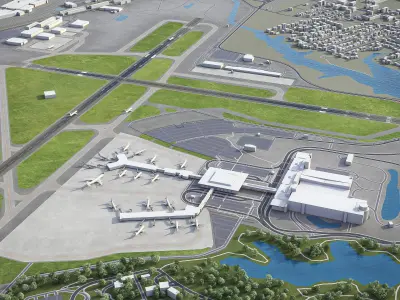 Norfolk - International Airport - ORF Low-poly 3D model