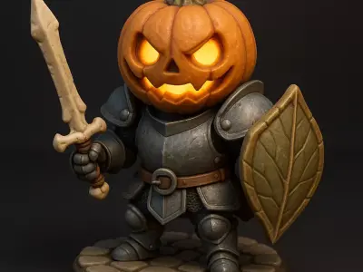 Pumpkin Knight Halloween 3D Printable Miniature STL Model 3D model