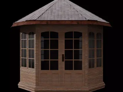 Old Wooden Summer House Garden Pavilion Low-poly 3D model