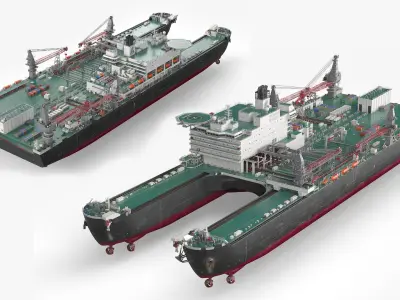  Offshore Construction Vessel in Shipyard Dock 