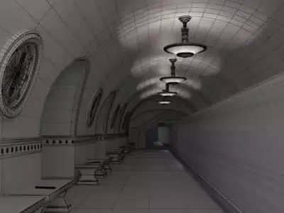 Spacious Tram Station 3D model