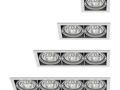 spotlights four led downlights in square frame 3D model