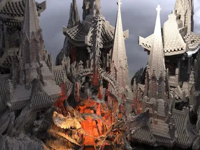 Mount fuji Castle fortress  3D model