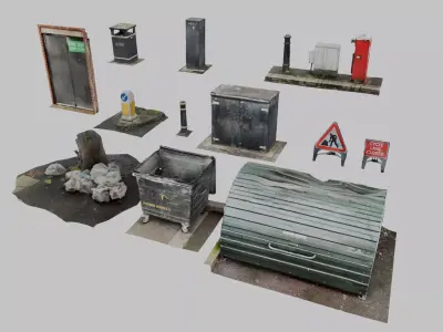 Urban Street Props Scan Pack - 12 Photogrammetry Assets 3D model