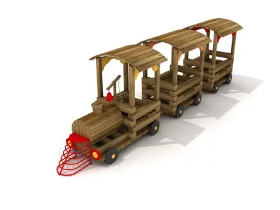 Kids Game Play Equipment 019 Wood Train 3D model