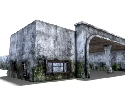 Tunnel with door in middle Low-poly 3D model