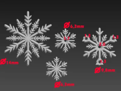 141212 D Snowflakes details  3D print model