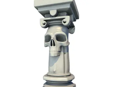 6 Models -Temple Stone Skull Pillars 3D Model Pack