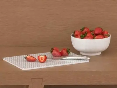 Outdoor Set 1 three chairs on table 3D model