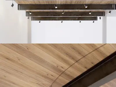 Wooden ceiling on metal beams  22 Low-poly 3D model