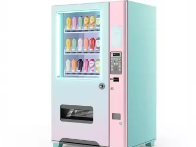 Pastel Vending Machine 3D Model SciFi Drinks Dispenser Low-poly 3D model