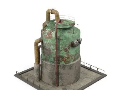 Rusty Industrial Tank Low-poly 3D model