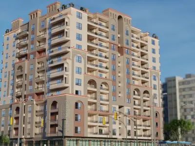 Modern Mediterranean-Style Residential Building 3D Model 3D model