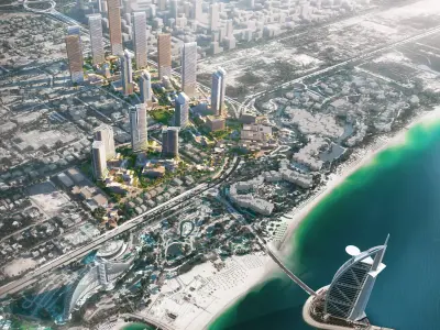 Luxury Coastal Cityscape with Highrise Towers and Beachfront 3D model