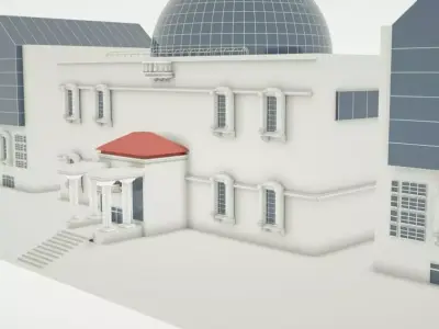 3D Contemporary  Building with columns  3D model