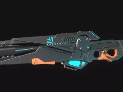 Sci-fi Gun Low-poly 3D model 18