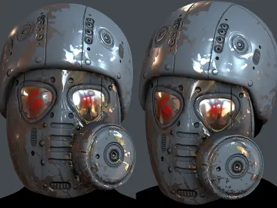 Gas mask helmet 3d model scifi Low-poly Low-poly 3D model 17