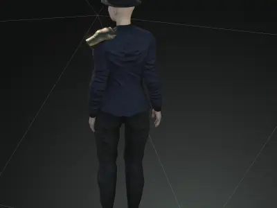  Steampunk rigged character Low-poly 3D model 10