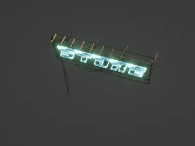 Cyberpunk Sign Board Low-poly 3D model