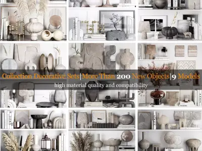Collection Decorative Sets  More Than 200 New Objects  9Models 3D Model Pack