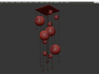  Abacus 10 Light Square LED Pendant Low-poly 3D model