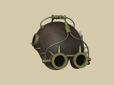 Steampunk Leather Helmet - Sci-Fi Character Design Low-poly 3D model