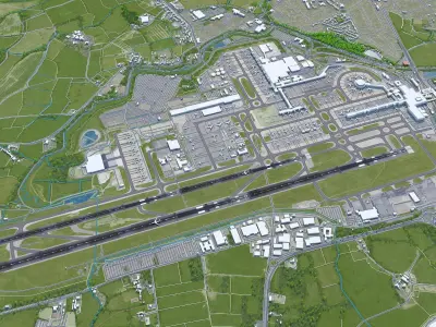 London Gatwick Airport 10km Low-poly 3D model