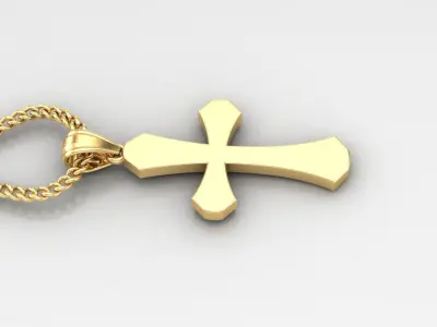 Light Gold 18K Cross Pendant 1CP041 3D print model