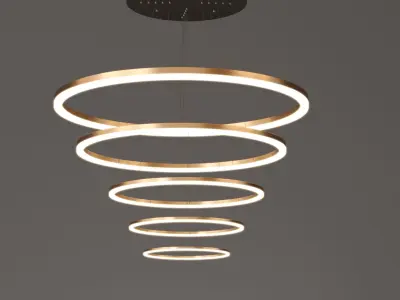 Large Hoops Led Ring Chandelier Low-poly 3D model