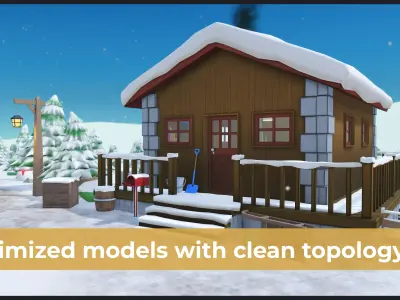 Winter  Christmas Low Poly Package Low-poly 3D model