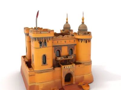 Medieval Sandstone Castle model pack Low-poly 3D model