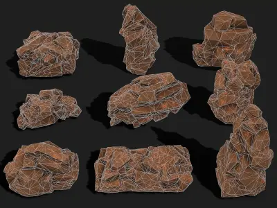 Mountain desert Rocks - PBR Pack 04 Low-poly 3D model
