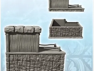 Medieval stone building with flat roof and terrace 4 - Medieval  3D print model