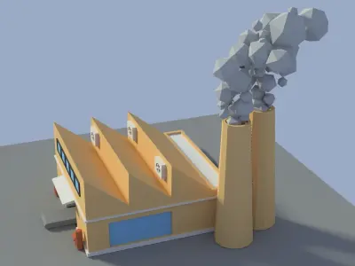 Low Poly Cartoon Factory 4 Low-poly 3D model