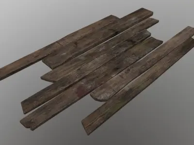 Wooden planks Low-poly 3D model