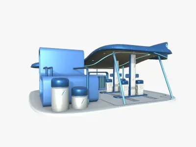 SciFi Gas Station A03 Blue - Sci Fi Exterior Design Low-poly 3D model