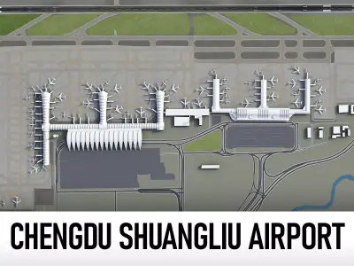 Chengdu Shuangliu International Airport - CTU Low-poly 3D model