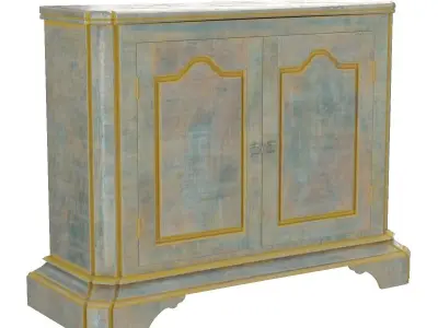 Vintage Italian Two Door Painted Wood American Buffet Console 3D model