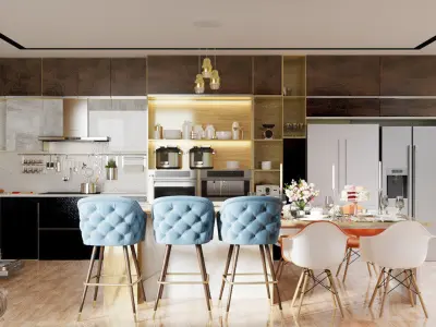 modern kitchen interior scene 3D model