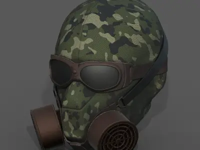 Gas mask helmet 3d model military combat fantasy futuristic  Low-poly 3D model