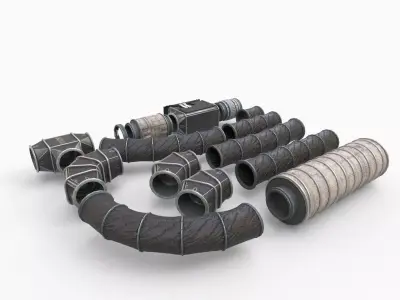 Sci-Fi Ventilation System Carbon Low-poly 3D model