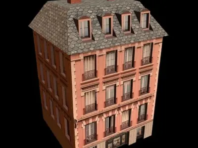 Building in paris Low-poly 3D model