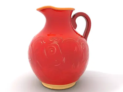 Elegant Red Ceramic Pitcher model pack Low-poly 3D model