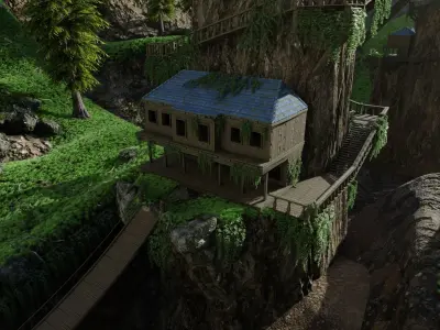 House on Mountain Scene 3D model