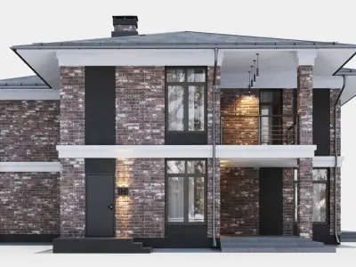 Modern two-story cottage 3D model