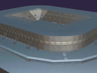 Medium-sized modern stadium - full interior 3D model