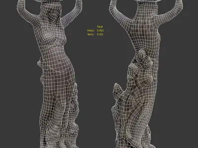 Sculpture - Girl with a basket on her head Low-poly 3D model