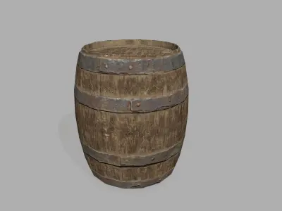 Wooden Barrel Low-poly 3D model